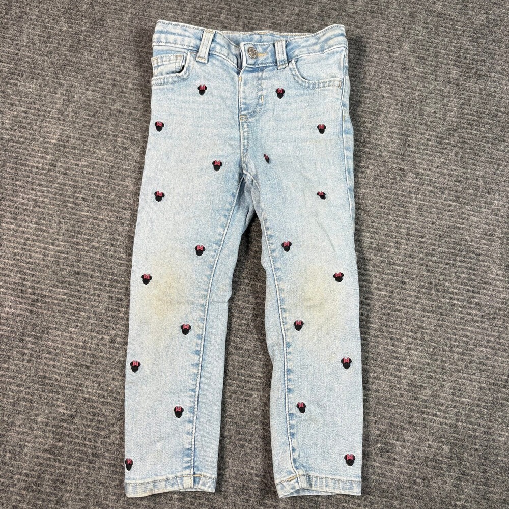 Disney Jumping Beans Jeans Girls 4T Light Blue Good Minnie Mouse Embroidered
